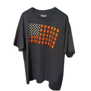 Mad Engine USA Beer Pong Mens Blue XL shirt American Flag Design Patriotic Solo